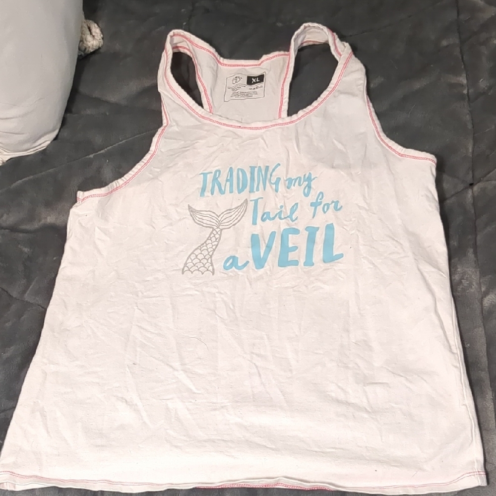 ✨White Tank Top with Blue Print